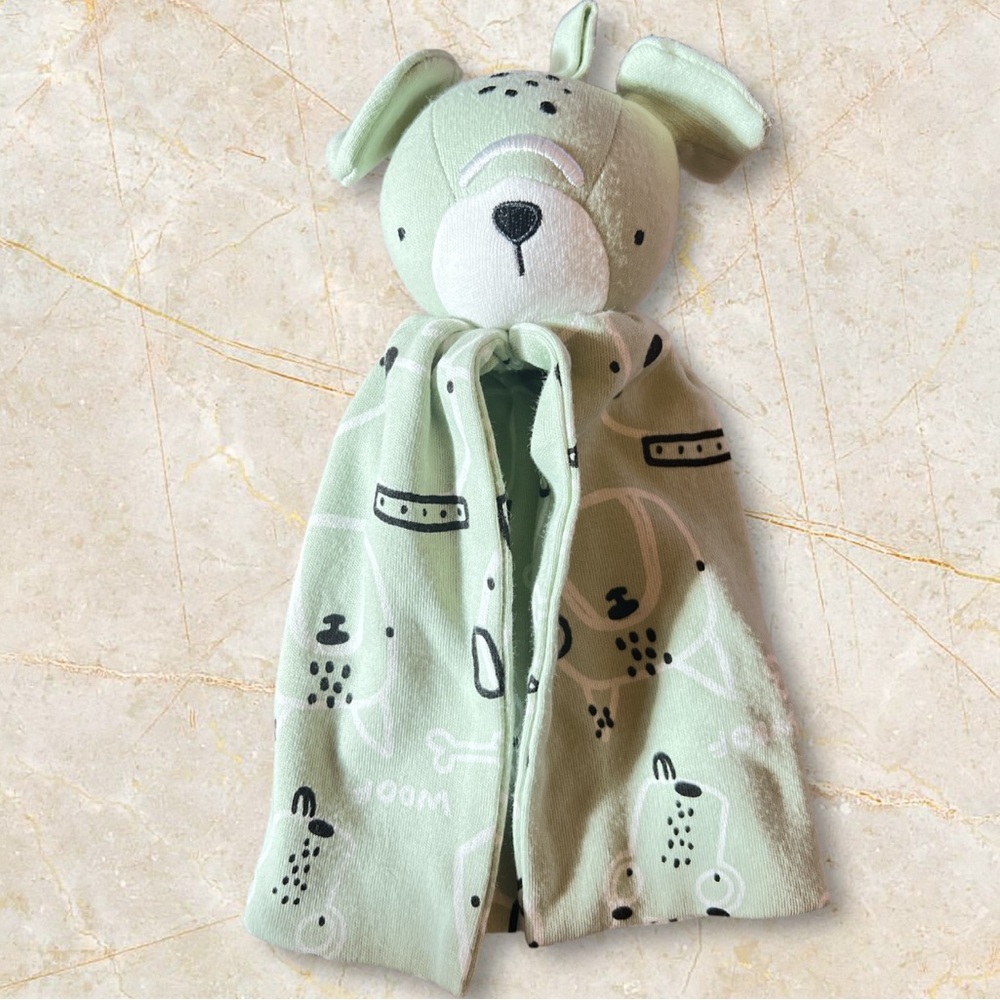 HTF Sterling Baby Green Puppy Dog Lovey Baby Security Blanket